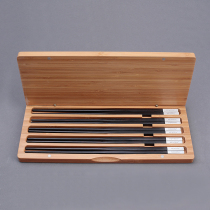 NEWREA NEW SHARP WOOD SQUARE HEAD S999 SILVER CHOPSTICKS 5 DOUBLE CUTLERY SUIT CREATIVE GIFT