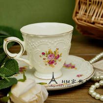European relief vintage cup Rose drinking cup Creative gold edge ceramic cup Mug Milk cup