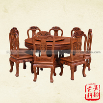 Red wood table round table 1 38 m Chinese imitation ancient Myanmar flower pears furniture Myanmar flowers pear wood big fruit purple sandalwood table