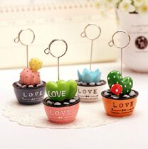 Pintang new cute small bonsai multi-meat creative desktop message folder photo holder business card holder memo clip