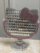 Sticky Diamond cosmetic mirror desktop mirror big mirror Crystal KT mirror bow sticking Diamond finished KT cat