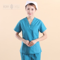 New Nurse Suit Woman Han Edition Handwashing Clothes Summer Dress Brushed Handclothes Short Sleeve Oral Split Suit Workwear NP-65