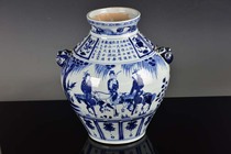 Yuan blue and white drama story pattern Zhaojun out of the ugly year Big Pot