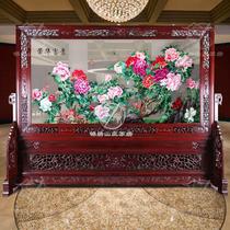 Su embroidery Bian embroidery Xiang embroidery Ronghua rich and precious red flower pear solid wood double-sided boutique Embroidery screen large ornaments seat screen