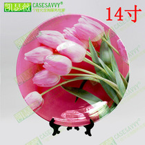 14-inch flower porcelain plate hanging plate decorative plate wall sitting plate setting plate ceramic plate creative home craft gift plate