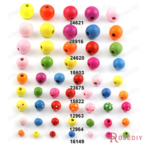 DIY Ornament Accessories 6-20MM Korean Wooden Beads Round Pearl Flower Dot (mixed color) 12963