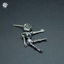 Im in the South Wall Skull Little Man Earrings Retro Punk Personality Gift 925 Sterling Silver Single Tide Man