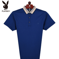 Flower Playboy mulberry silk short sleeve T-shirt for men Compassionate Overturning Summer Tide 16 Thin half sleeve pure color polo shirt