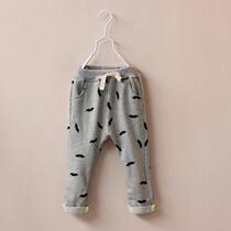 Spring and autumn new foreign trade boy male baby pure cotton printed casual pants sports pants European and American wind