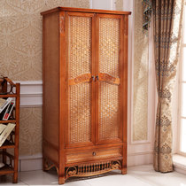 Vines wardrobe solid wood Vine Wood Closet Large Wardrobe Vine wardrobe Wardrobe Retro Double Door Wardrobe Wooden Bedroom Assembly Cabinet