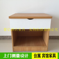 Bedside table custom hotel furniture Bed express hotel hotel full set of board furniture Bedside table with drawer color matching