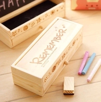 Korean wooden pencil case Korean cute male stationery box large capacity female simple wooden student creative pen bag