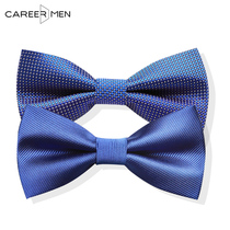 Professional door business casual mens bow tie Korean version of Joker Royal Blue twill solid color wedding dress collar tide