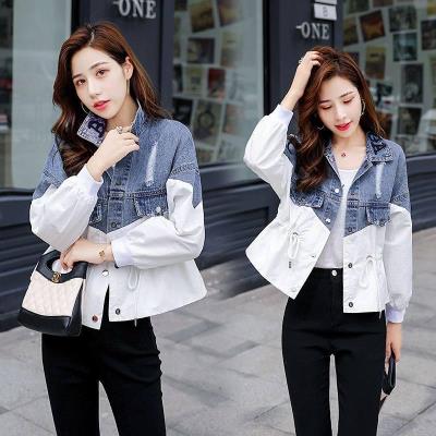 Early autumn denim jacket womens 2019 new trendy spring and autumn Korean version wild European early autumn white top jacket