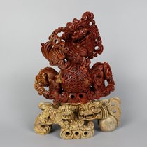  Qingtian jade carving ornaments lion ball safflower ancient beast exquisite pure handicrafts animal evil spirits town house direct sales