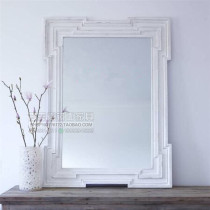 Wall-mounted bathroom mirror bathroom mirror bathroom mirror decoration bathroom mirror white wooden frame
