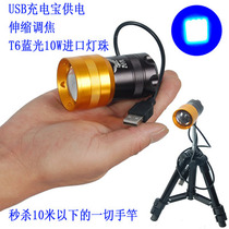 Outdoor T6 Blu-ray fishing Night Fishing light super bright zoom flashlight high power purple luminous hernia fishing supplies
