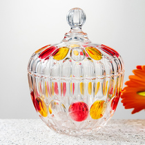 Fashion and simple sugar jar lead-free crystal glass candy box creative Japanese sugar box color box multi-purpose sugar tank