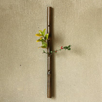 Japanese flower planting purple bamboo charcoal burning porous flower arrangement stick family tea room wall decoration wall hanging flower stand flower arrangement tube