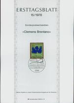 Federal Republic of Germany 1978-15 200th Anniversary of the Poet Brentano Birth Paper First Day Commemorative Postmark