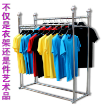 Stainless steel European simple hanger Floor-to-ceiling single rod double rod hanger Indoor floor balcony drying clothes rack