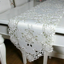 ins White Chinese pastoral hollow embroidered tablecloth cloth table flag fashion simple coffee table cloth high-grade towel