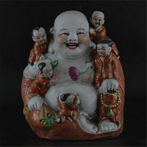 Antique porcelain Zeng Longshengs works of gold five son Luohan Jingdezhen sculpture porcelain factory goods ancient porcelain collection ornaments