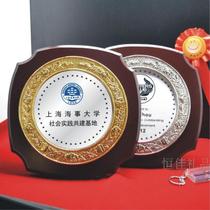 Manufacturers wholesale custom round flower frame wooden tray medals custom custom bronze medal authorization card Honor certificate gold foil card