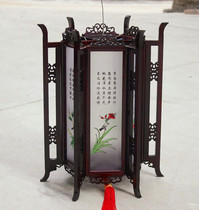 Dongyang wood carving solid wood hexagonal antique palace lantern Chinese corridor red lantern