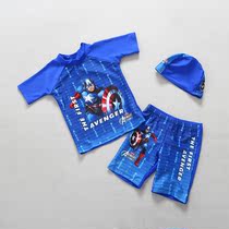  Childrens split handsome swimsuit boys foreign trade swimming Captain America sunscreen baby suit exported to South Korea