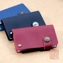 Handmade retro soft leather card Bag Mens multi card position rotating card holder leather female card bag mens business card holder