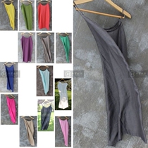 Silk cotton sling vest skirt base skirt loose size sleeveless commuter solid color Medium-length dress round neck casual and comfortable