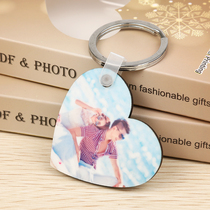 Personality thermal transfer keychain can be customized high-quality key ring pendant exquisite small gift love-shaped