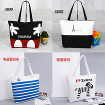 Womens cloth bag Canvas bag Womens shoulder bag fashion Korean version of the portable bag student bag fashion shopping bag
