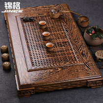 Jinge chicken wing Wood tea tray solid wood water storage type kung fu tea set large tea table drawer type tea sea tray household