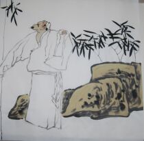 (Great Hall of Art Gallery) Yuan Wu Style Four-ruler Hopper Square Hand-painted Figure Country Painting Manuscript Calligraphy and calligraphy Book-house hanging painting 7