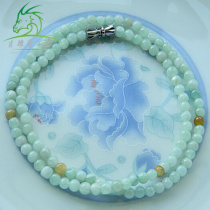Xiao Ya Zhai Burmese Jade natural jade Jade a goods three color 4mm ball necklace bead chain necklace