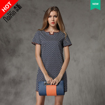 Naixin custom 1740 summer new Polka dot skirt short sleeve Polka dot honeycomb print skirt dress