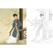 Meticulous painting White drawing traditional character female Li Xinyu 66*91 physical printing draft with color picture 207T