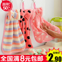 New thickened coral suede strong water suction hanging wipe hand towels Cute Cartoon Kitchen Linen Towels towels Towel Wipe Tablecloths