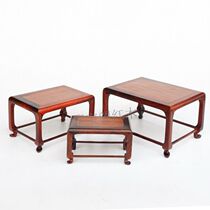 Acid Branches Real Wood Carvings Handicraft Square Base Jade Vase Buddha Statue stone red wood Wooden Pendulum and Mortise Wood