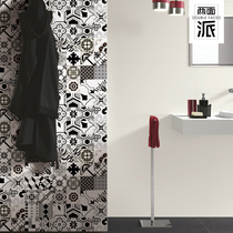 Spanish vintage parquet floor tiles black and white tiles 300 tile background living room kitchen bathroom balcony wall tiles