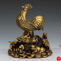 New antique pure copper twelve Zodiac Rooster money chicken Yuanbaoji office Handicraft ornaments opening decoration