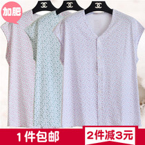 Middle-aged and elderly summer wide-shouldered vest women cotton printing sleeveless cotton loose undershirt old man fattened cardigan