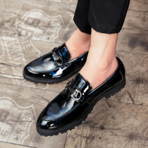 Hair Stylist Small Leather Shoes Summer Night Club heightening student Inron Leisure mens shoes Han version Pointed Bright Face Youth Tide Shoes