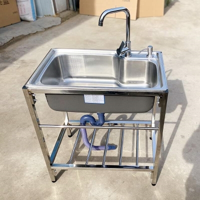 Support frame washbasin household sink basin single basin faucet deepened vegetable basin single tank with bracket water basin