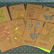 Creative retro exquisite Kraft paper hollow greeting card large Christmas birthday DIY blessing message card gift