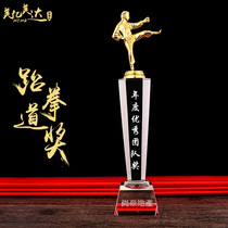 0168 New Metal Crystal Trophy Custom Medal Big Thumbs Oscar Little Golden Man Taekwondo Martial Arts