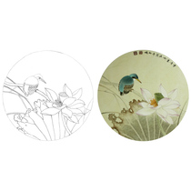Gongwen line drawing drawing physical printing Gong Xueqing Lotus Kingfisher 42*42 with color map 305T
