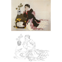 Gongbi painting white sketch background Traditional character lady Wang Meifang 66*52 physical print draft with color map 195T
